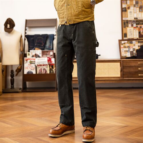 红风 咔哈特帆布工装裤美式直筒矿工裤白色双膝伐木裤 130周年B01