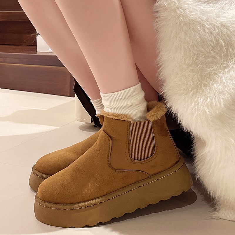 大码女鞋41到43冬季加绒加厚保暖棉鞋女士42码厚底增高大棉雪地靴