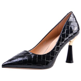 黑色高跟鞋女职业细跟8cm尖头百搭I软皮不磨脚工作鞋女鞋单鞋