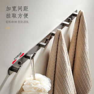 浴室毛巾挂钩壁挂门后挂衣架枪灰墙上承重挂衣钩卫生间免打孔粘钩