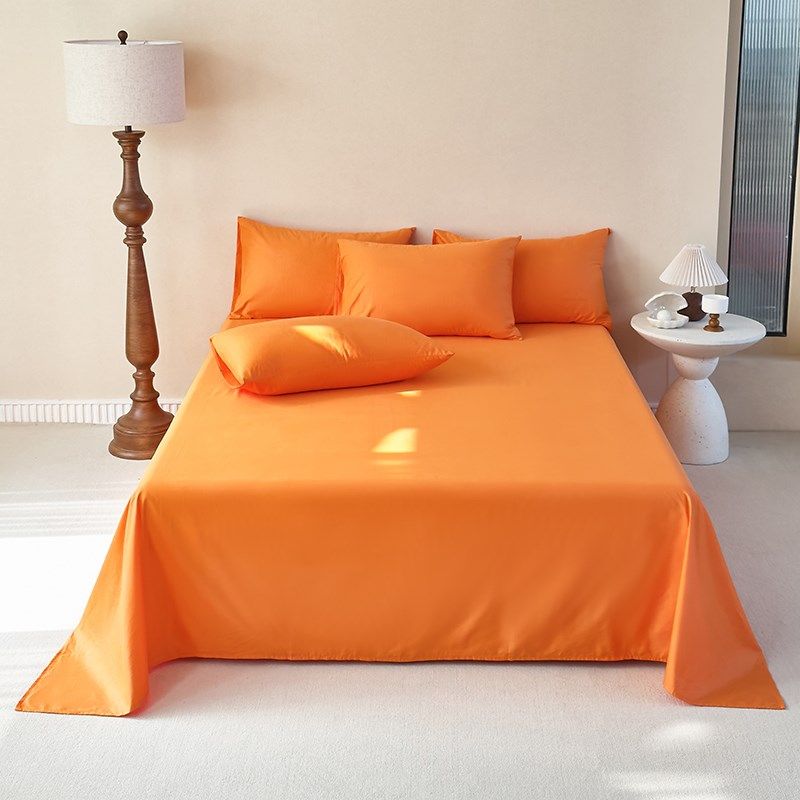 全棉床单纯色单件100纯棉床上被单枕套三件套酒店民宿橙色桔黄1.8,床上用品,床单,淘宝优惠券,粉丝福利购,淘宝优惠卷