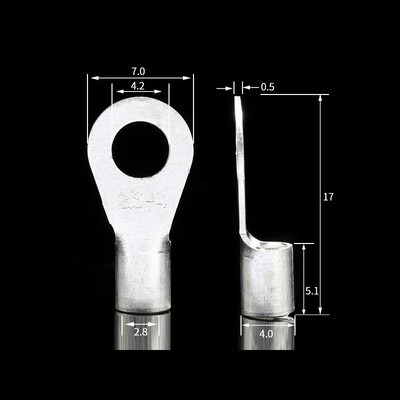 黄铜镀银 OTf冷压接线端子OT2.5-4 圆型裸端头铜鼻子 1000只