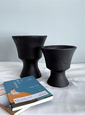 实木客厅插花摆件服装店木屋别z墅民宿玄关装饰软装饰品侘寂风摆