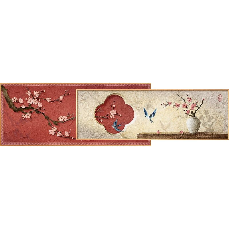 喜上枝头客厅装饰画新中式高级感沙发背景墙挂画2024新款红色壁画