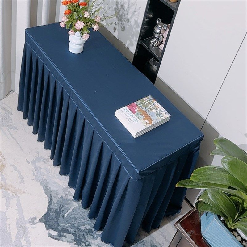 纯色会议室桌布办公长方形桌布商务展会长条桌套罩签到台桌定制