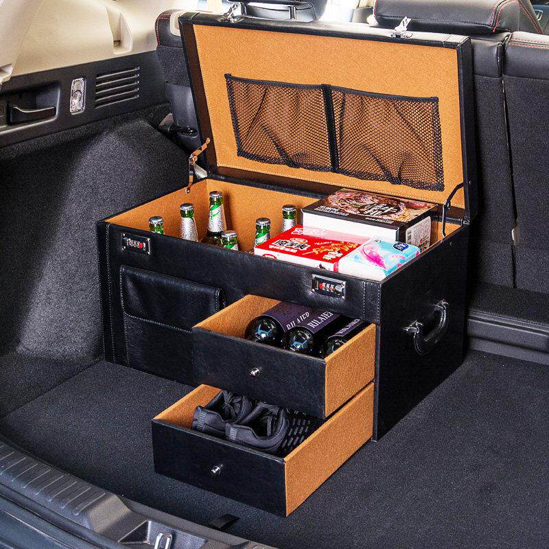 汽车收纳箱后备箱收纳箱车内整理箱车载多功能尾箱抽屉密码置物箱