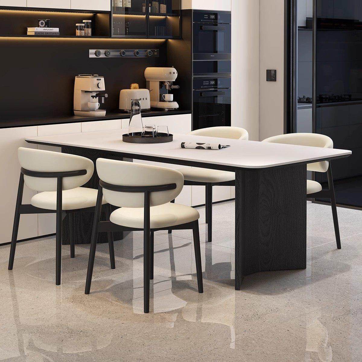 实木意式岩板餐桌椅餐桌组合饭桌小户型家用长方形现代简约桌子,住宅家具,岩板餐桌,淘宝优惠券,粉丝福利购,淘宝优惠卷