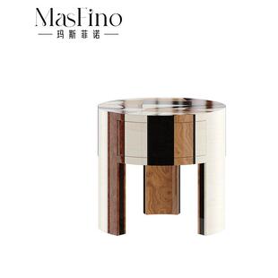 玛斯菲诺贴木皮拼花床头柜定制柜子豪宅别墅会所样板房时尚轻奢柜