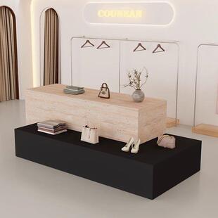 服装店中岛桌子简约现代女装店铺中间摆放展示柜鞋包陈列柜流水台