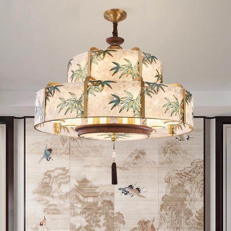 新中式吊灯客厅灯全铜中国风创意茶室餐厅灯简约现代轻奢吸顶灯具