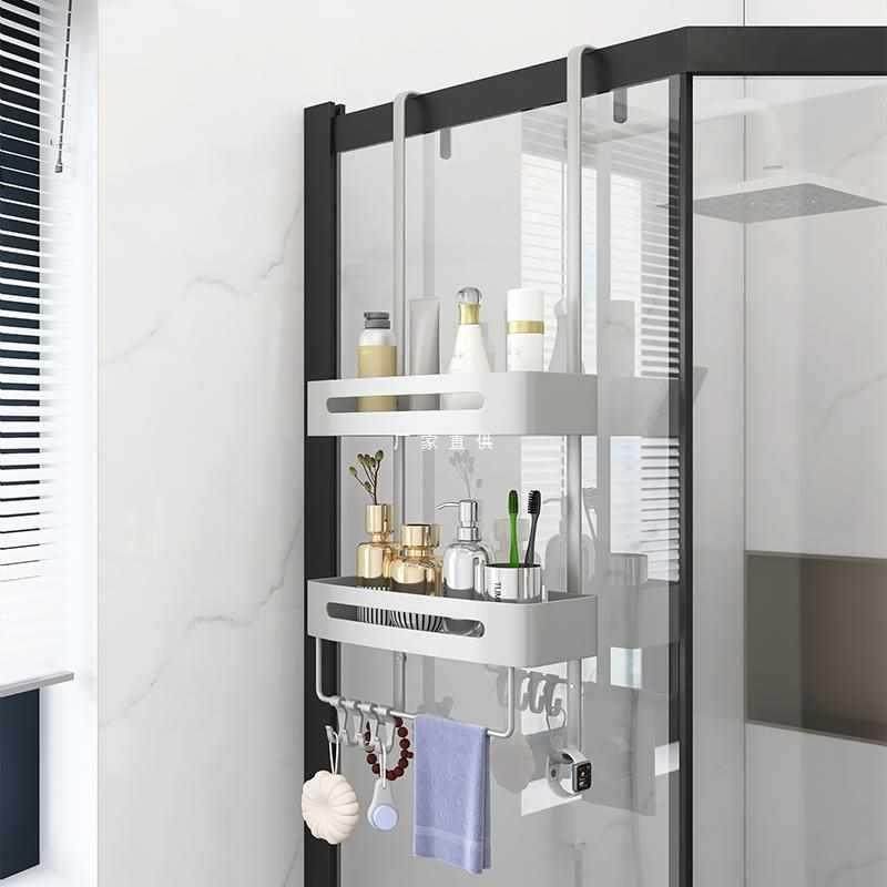 浴室置物架淋浴房洗手间不锈钢冲凉房挂篮免打孔卫生间收纳架挂钩