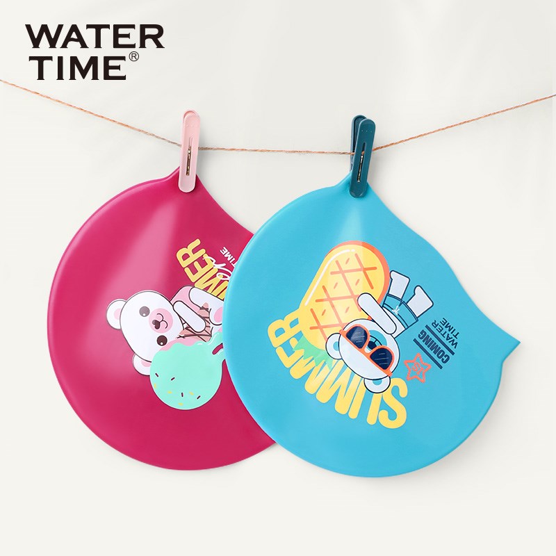 WaterTime儿童泳帽 男童女童防水不勒头长发护耳游泳帽卡通