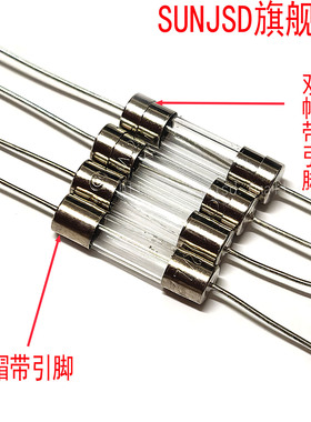 F3.15A 6.3A8A10A12A20A电磁炉电源快断双帽玻璃保险管带引脚250V