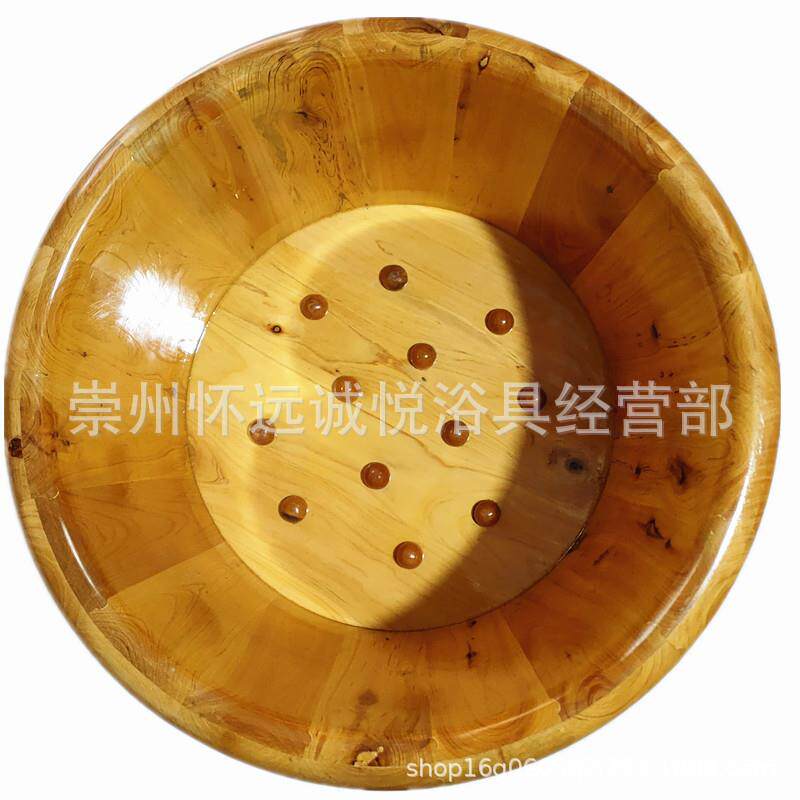 26cm高香柏木圆边镶嵌珠泡脚木盆足浴盆洗脚木桶木制