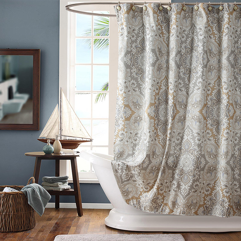 欧式浴室浴帘防水布加厚防水防霉洗澡卫生间隔断帘窗帘免打孔套装,家庭/个人清洁工具,浴帘,淘宝优惠券,粉丝福利购,淘宝优惠卷