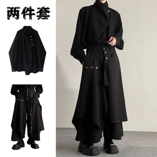 两件套美b拉德设计感小众衬衣男女潮流山本耀司风不规则高级感衬