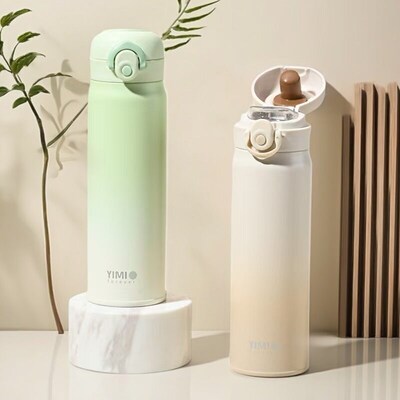 diy定制刻字渐变高颜值316不锈钢男女生弹跳P儿童学生老师保温水