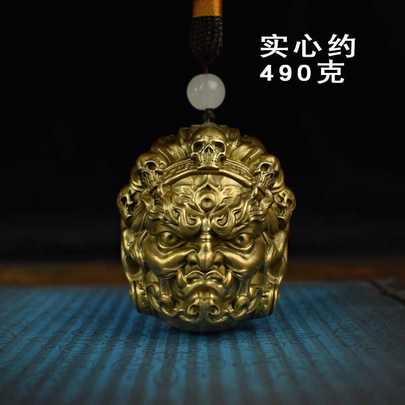 全铜实心大黑天财神随身手把件佛头手球文玩把R件工艺品玛哈嘎拉