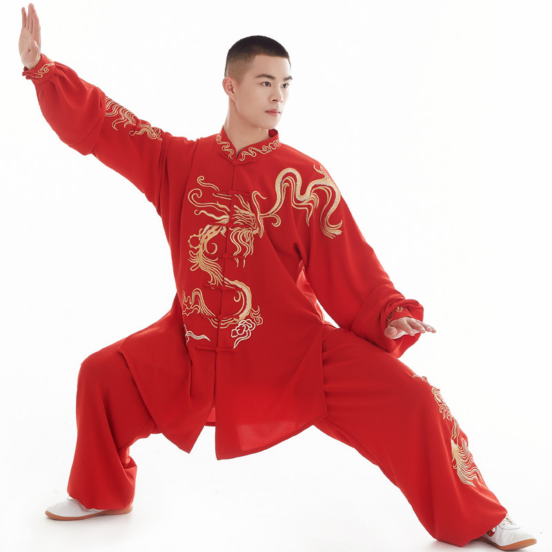 恋太极新款刺绣太k极服绣花表演服武术服练功服男女款春秋季垂感