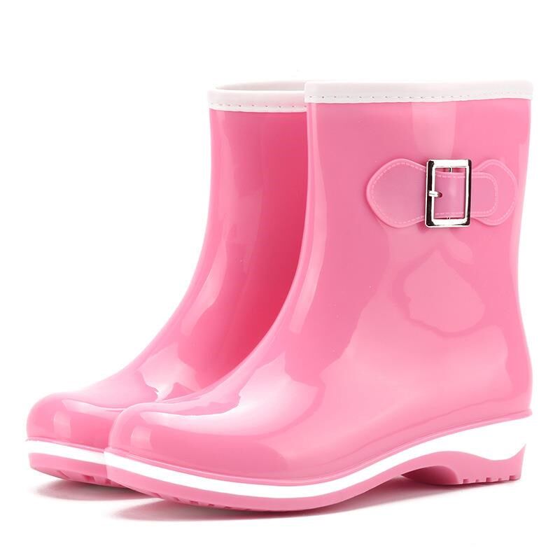 时尚新款雨鞋女式保暖中筒色防滑果冻雪地雨O靴韩版水鞋女士套鞋