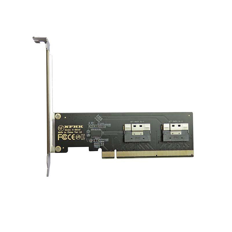 全高挡板PCIe 3i.0 4.0 x16转2口SFF-8654 x8 8i转接卡adapter