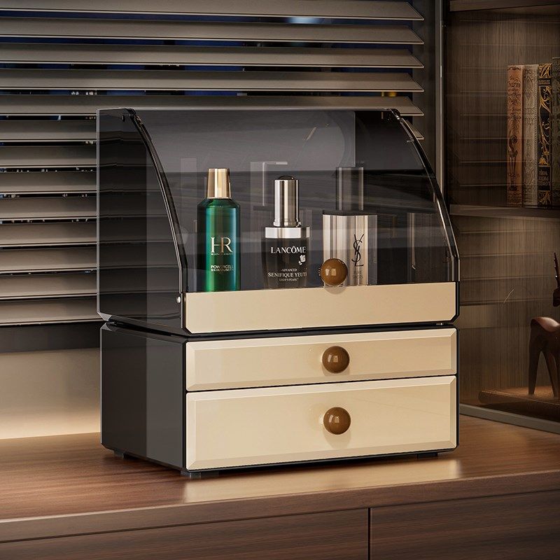 化妆品收纳盒2025新款防尘大y容量护肤品架高级感口红盒桌面整理