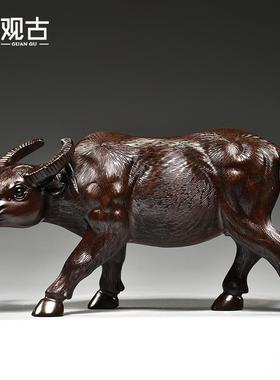 木头水牛摆件实木质雕刻十二生肖牛气冲天木制吉祥物装饰工艺品