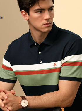 POLOSHIELD保罗希尔德男士夏季polo衫男款2025新品t恤条纹简约