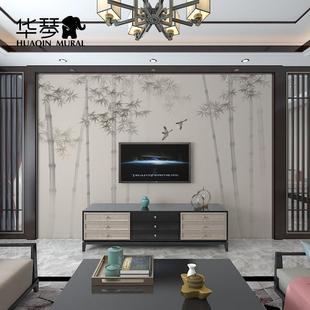 竹林清风电视背景墙壁纸客厅沙发书房包厢墙纸墙布壁布壁画 新中式