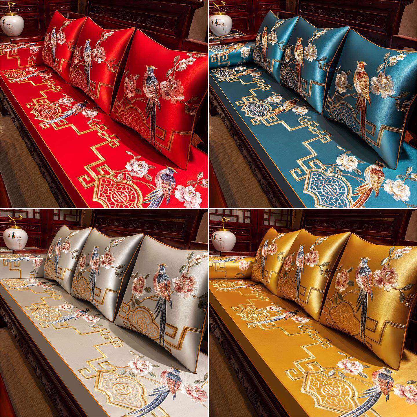 中式沙发坐垫红木家具木沙发垫座垫实木罗汉床五件套海绵沙发垫子