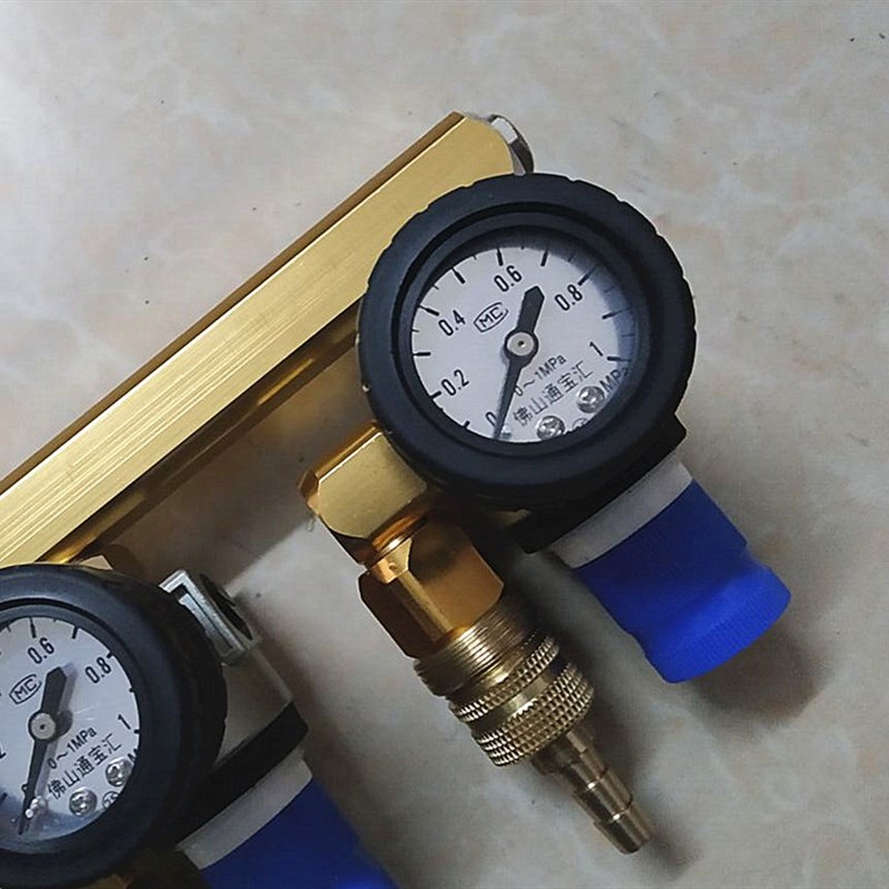 不锈钢气压表快速接头水产运输鱼车鱼箱氧气分流阀供氧调压阀调气