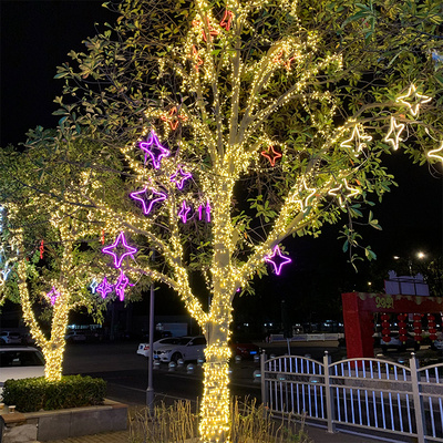 led树木亮化户外防水工程挂件柔性灯带星星月亮造型灯装饰彩灯