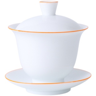 家用现代轻奢简约客厅泡茶办公室会客甜白瓷盖碗茶杯 功夫茶具套装