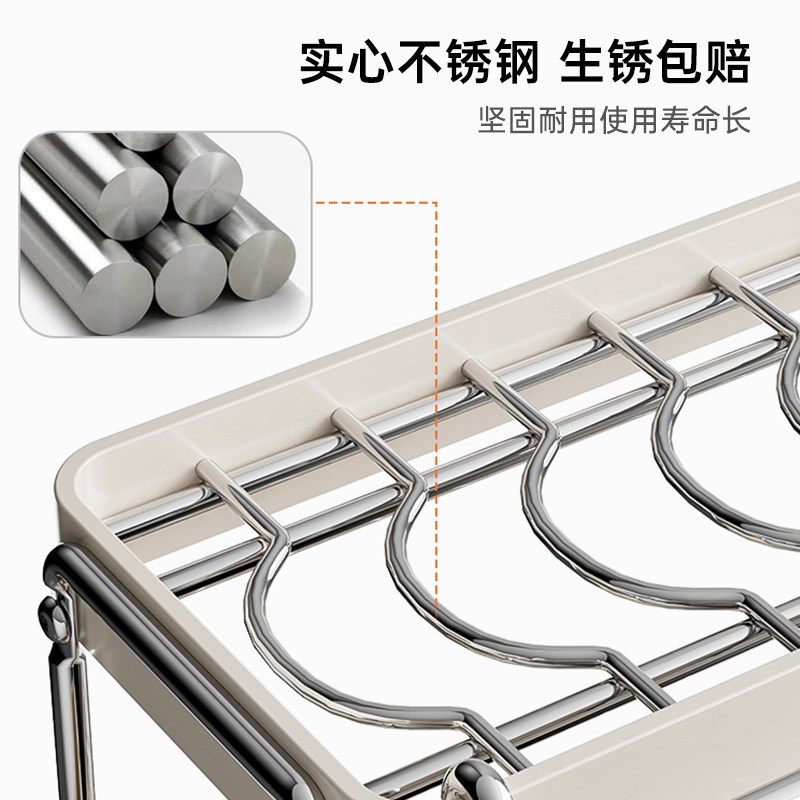 不锈钢碗碟收纳架沥水碗架厨房多功能碗柜置物架放盘子收纳盒台面