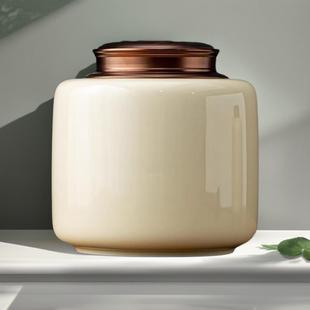大号中号小号陶瓷醒茶罐铝合金双盖密封茶叶罐家用茶罐茶叶储存罐