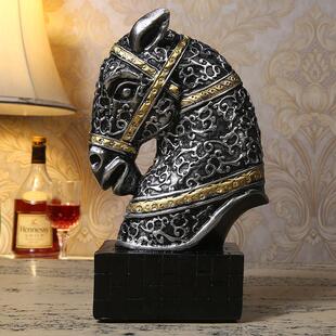 欧式招财将军马头玄关创意家居工艺品摆件客厅电视酒柜摆设软装饰