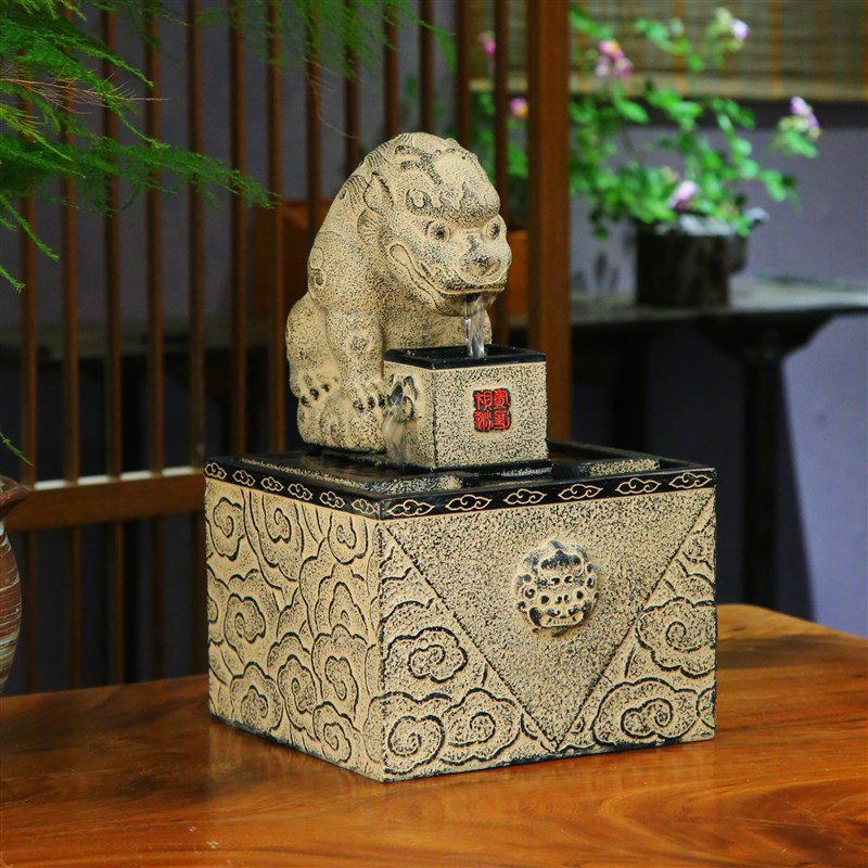 新中式流水摆件循环水吸水兽招财客厅办公室桌面装饰高档开业礼物