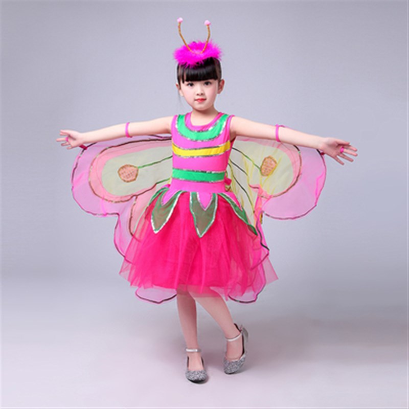 新款六一虫儿飞表演服儿童蝴蝶演出服装女童跳舞翅膀衣服舞蹈裙子