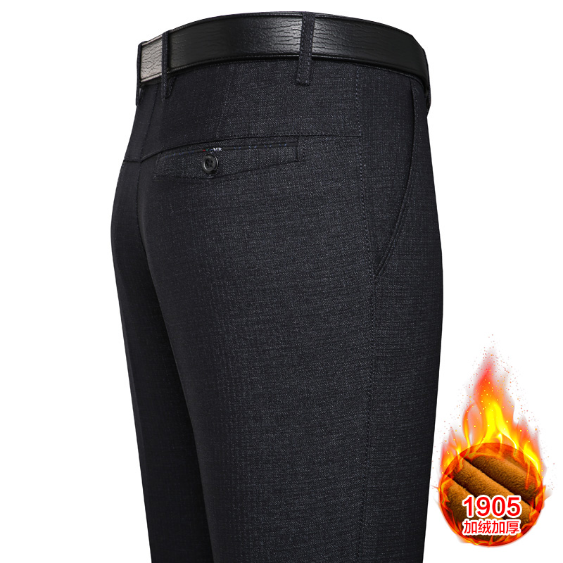 爸爸西裤子男装中年宽松秋冬季男士休闲裤中老年人加绒加厚款长裤
