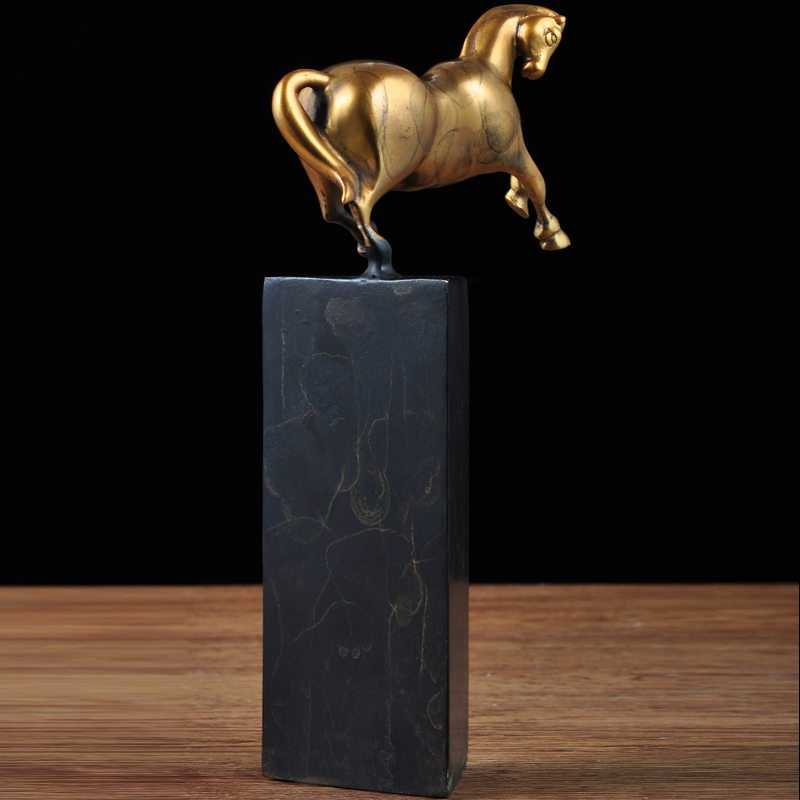 美式风铜12生肖马摆件工艺品马到成功客厅玄关酒柜电视柜软装饰品