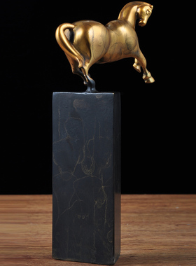 美式风铜12生肖马摆件工艺品马到成功客厅玄关酒柜电视柜软装饰品