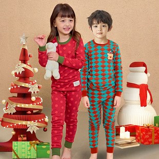 儿童内衣套装春季秋男童秋衣秋裤女童衬衣衬裤宝宝家居服波点红色