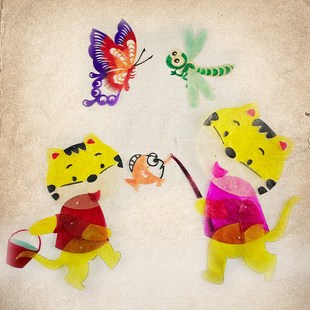 动物鼠牛虎兔龙蛇马羊猴鸡狗猪鹿象鱼蝴蝶乌龟狼鹤鹅鸭马皮影道具