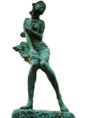 定制铸铜抽象艺术人物雕塑玻璃钢海风女孩雕像户外i大型城市景观