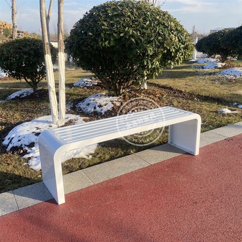 全铁艺白黑色公园椅户外长椅室外防水长条凳商场休息座椅长条椅