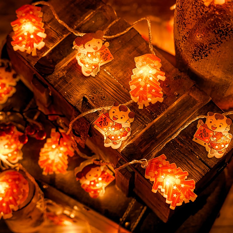 新年布置春节装饰led小彩灯闪灯串灯家用阳台庭院节日挂树氛围灯