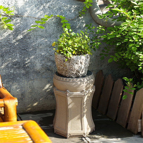 汉韵堂户外石墩摆件中国风庭院民俗小院盆栽仿古石凳置物造景底座