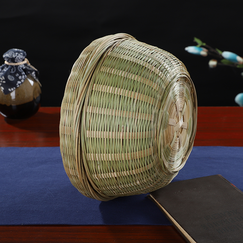 竹编果盘桌面收纳篮竹篮子竹架子小果盘托盘零食糕点馒头筐竹制品