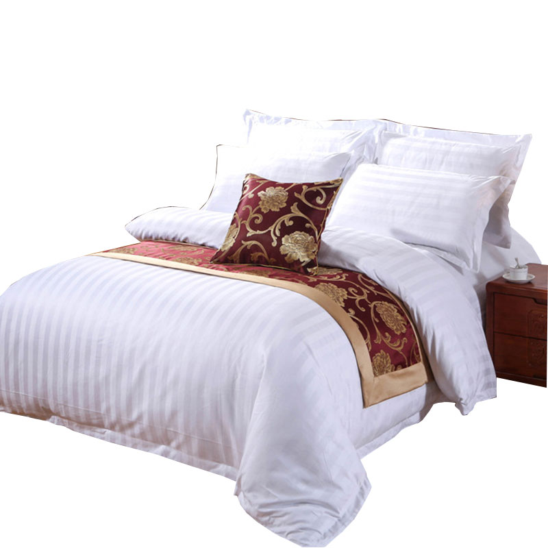 星级酒店床上用品白色床单四件套宾馆简约60支全棉加密床笠三件套