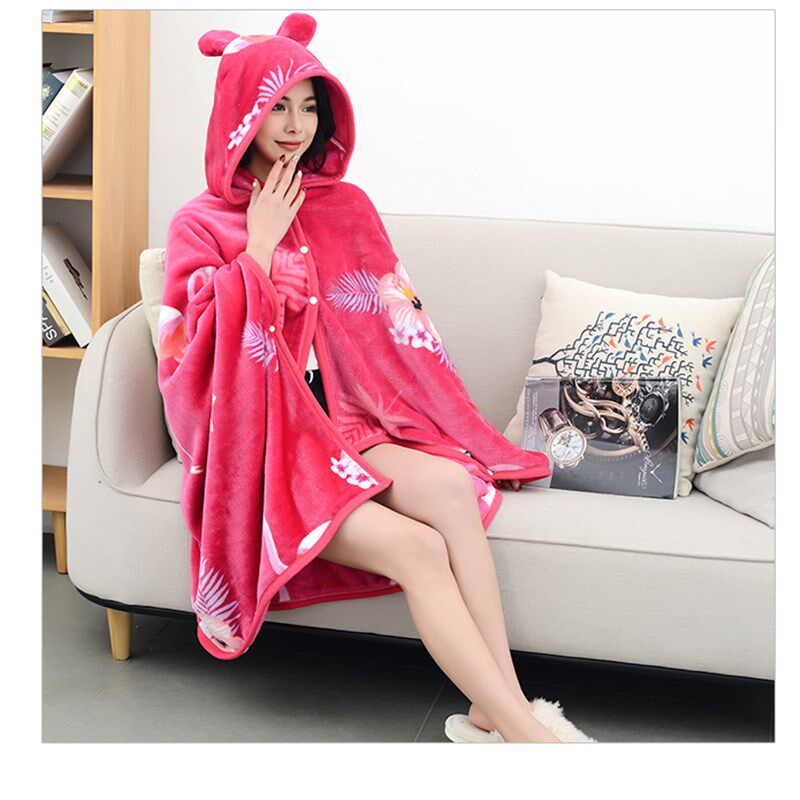 披肩披风斗篷珊瑚绒毛毯空调懒人可爱小毯子单人夏季办公室午睡毯